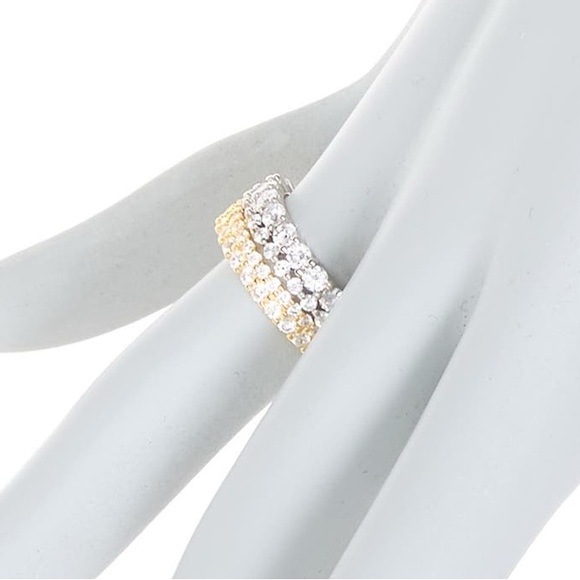 NORDSTROM RACK Two-Tone Pavé CZ Ring Set - Picture 2 of 12